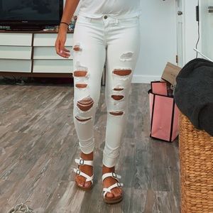 White ripped Hollister jeans
